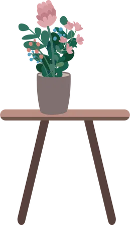 Table with houseplant Illustration