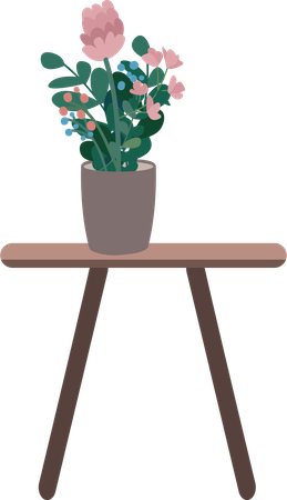 Table with houseplant  Illustration