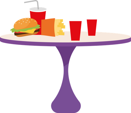 Table with junk food Illustration
