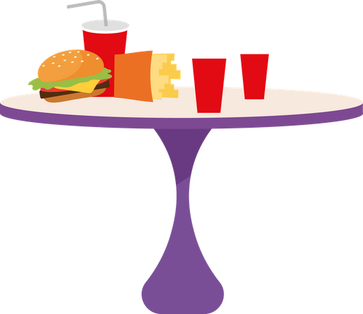 Table with junk food  Illustration