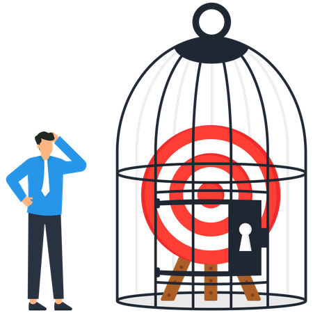 Tableau cible à l'intérieur de la cage  Illustration