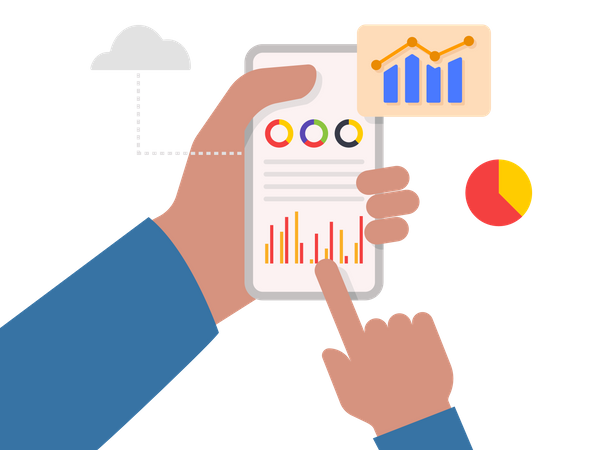 Tableau de bord d'analyse de données et rapport financier d'entreprise  Illustration