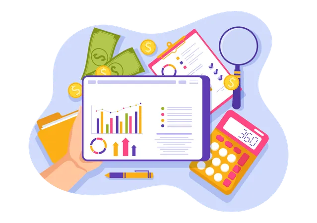 Tableau de bord des statistiques financières  Illustration