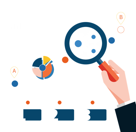 Loupe de tableau de croissance se concentrant sur le point  Illustration