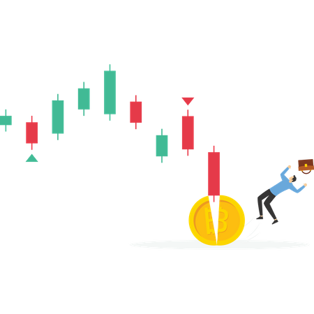 Le graphique des prix des pièces en bourse a chuté  Illustration