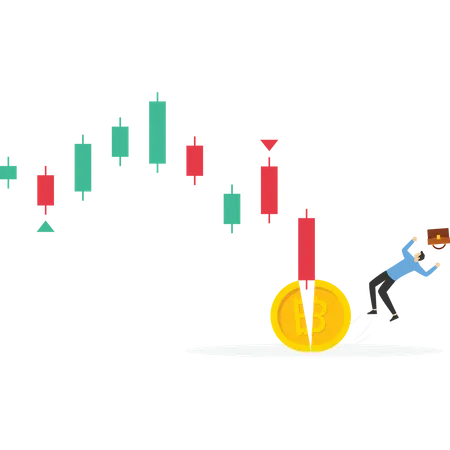 Le graphique des prix des pièces en bourse a chuté  Illustration