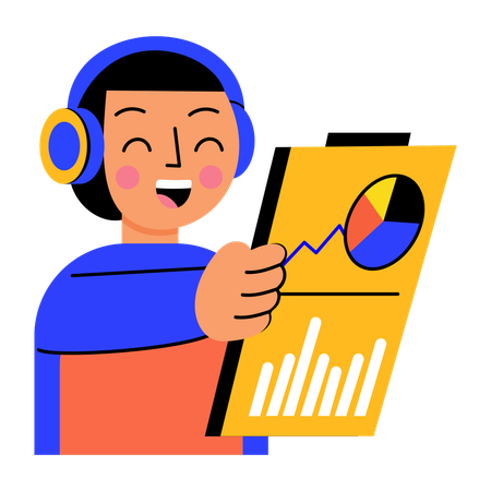 Tableau des ventes discuté par un robot  Illustration