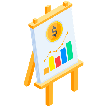 Tableau financier affiché sur un chevalet  Illustration