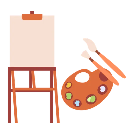 Tablero de pintura con paleta de colores  Ilustración