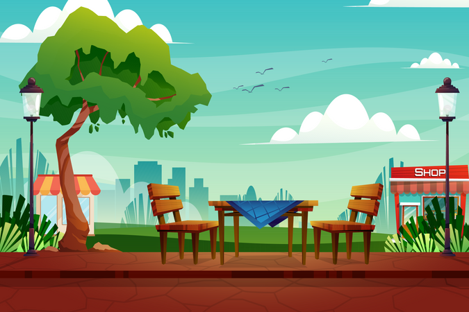 Tables and chair  Illustration