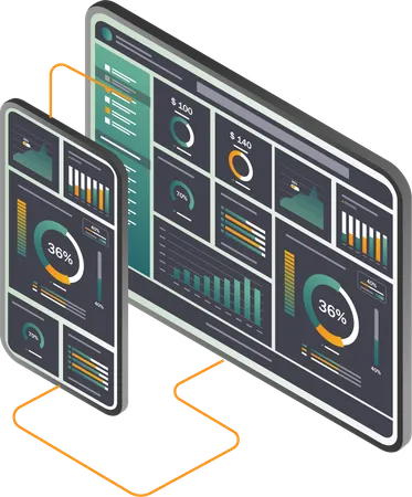 Tablet mit Datenanalyse-Dashboard  Illustration