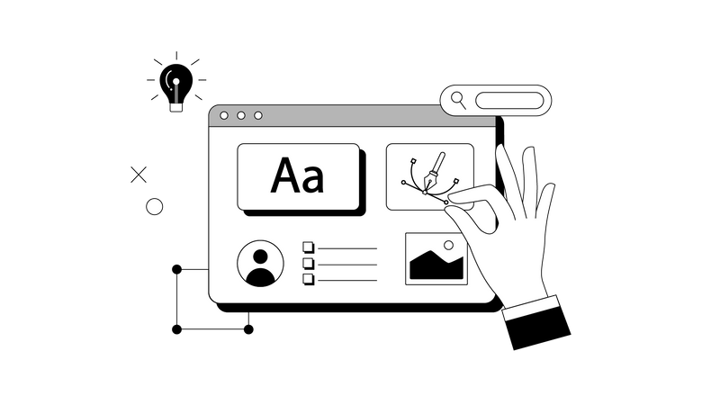 Tablet UI designing Illustration
