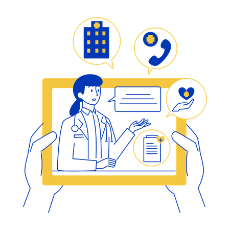 Tablet‑Based Tele check Session on tablet  Illustration