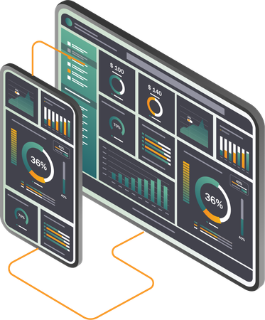 Tablette affichant un tableau de bord d'analyse de données  Illustration