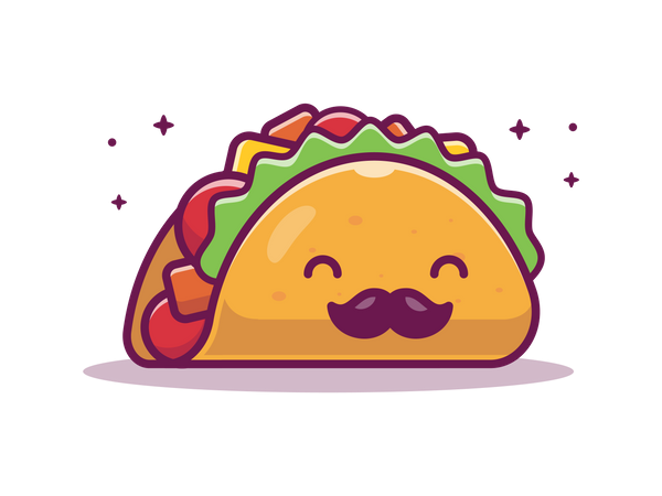 Taco avec moustache  Illustration