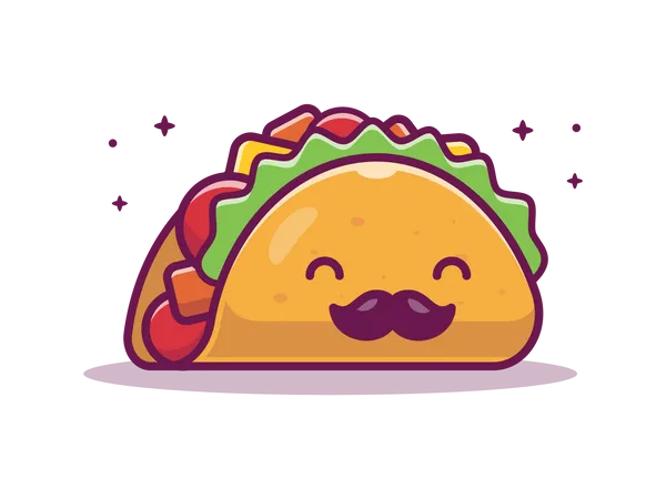 Taco avec moustache  Illustration