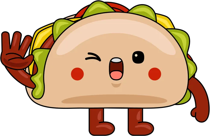 Taco Mascot Say Hi  Illustration