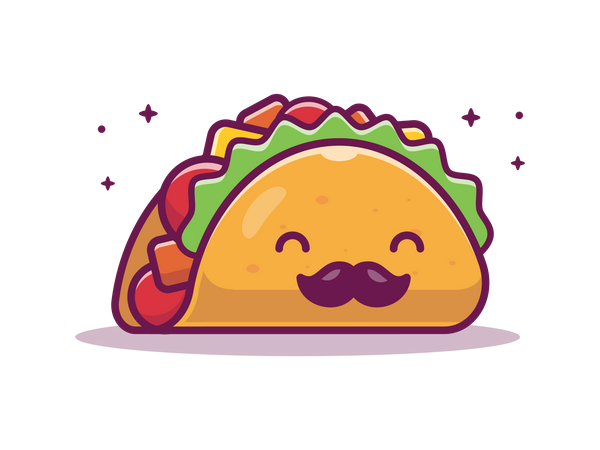 Taco with mustache  Illustration