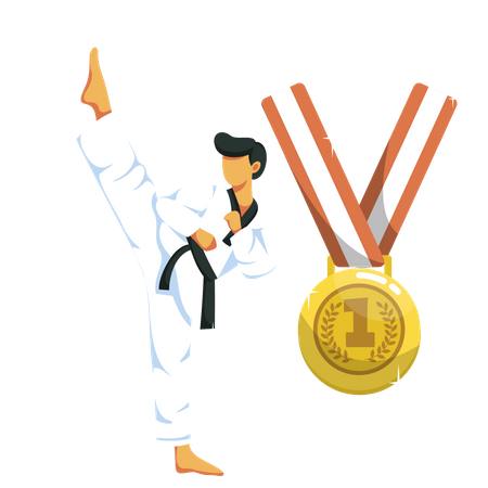 Taekwondo champion trophy Illustration