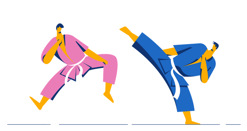 Taekwondo fighters Illustration