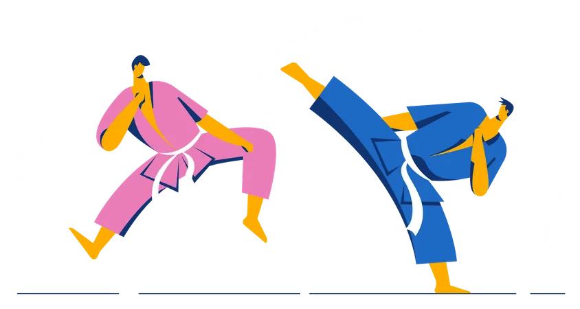 Athlete Taekwondo Fighters Vector Illustration Design Illustration