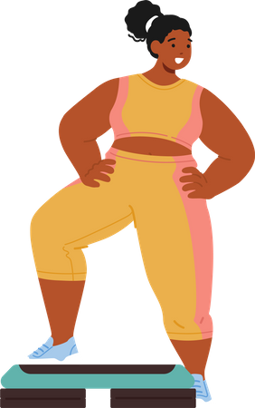 Femme noire de grande taille embrassant le fitness  Illustration