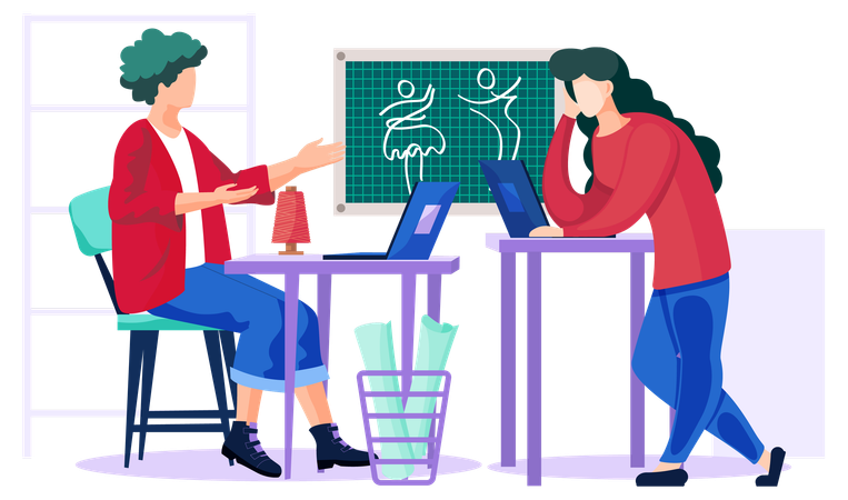 Tailor communicating with customer  Illustration