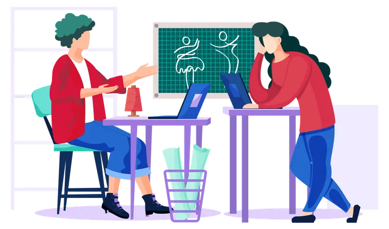 Tailor communicating with customer  Illustration
