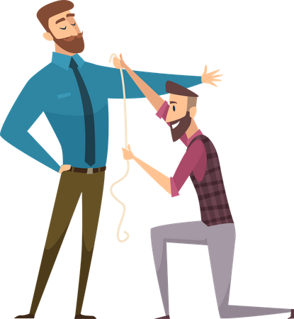 Tailor taking measurement of man cloths  Illustration