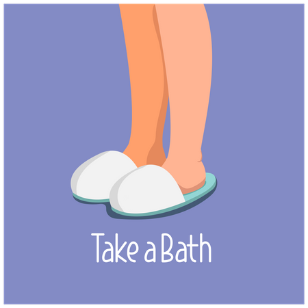 Take bath poster with sandal an legs Illustration