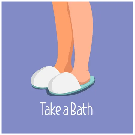 Take bath poster with sandal an legs Illustration