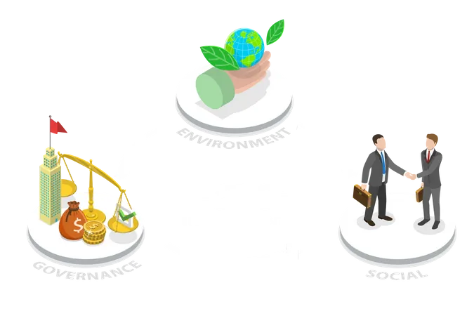 3 D Isometric Flat Vector Conceptual Illustration Of ESG Investment As Environment Social And Governance Taking Care Of Environment Illustration