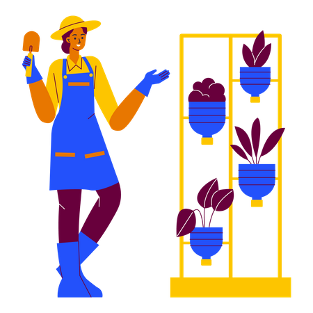 Taking care of vertical garden  Illustration