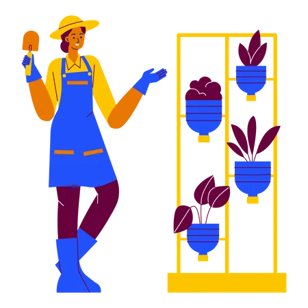 Taking care of vertical garden  Illustration