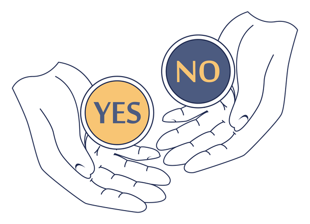 Taking decision yes or no  イラスト
