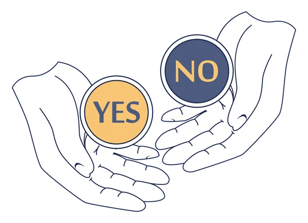 Taking decision yes or no  Illustration
