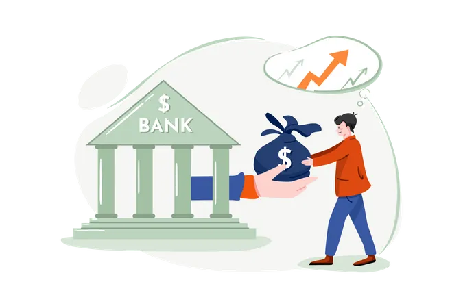 Taking loan from bank Illustration