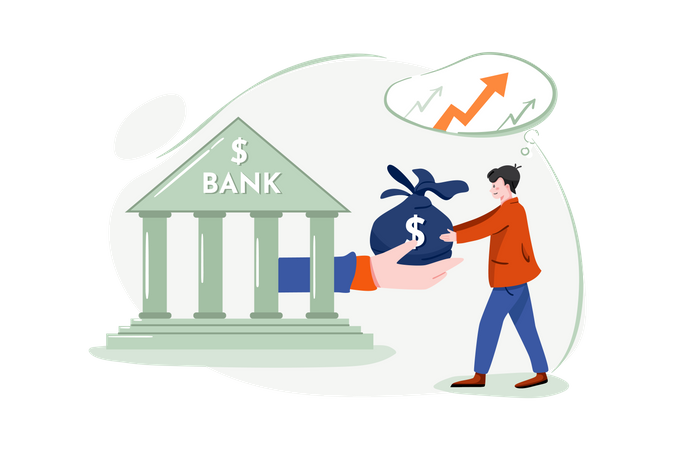 Taking loan from bank  Illustration