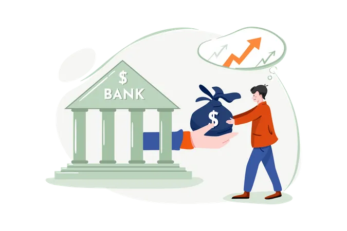 Taking loan from bank  Illustration