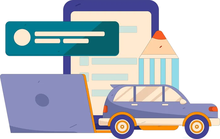 Taking online car insurance  Illustration