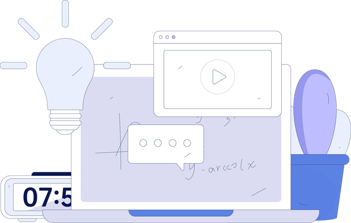 Taking Online education  Illustration