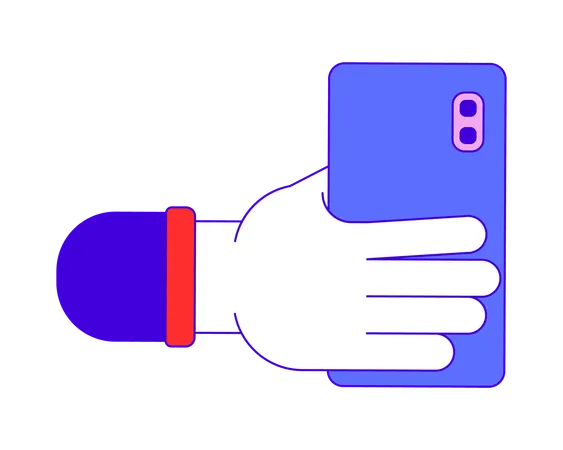 Taking pictures on smartphone cartoon human hand  Illustration