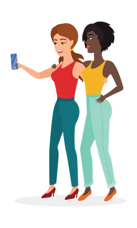 Taking Selfie On Mobile  Illustration