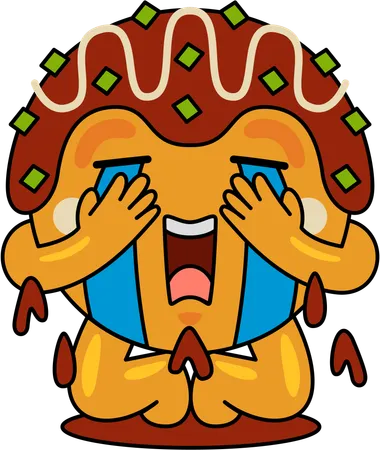 Takoyaki mascot crying  Illustration