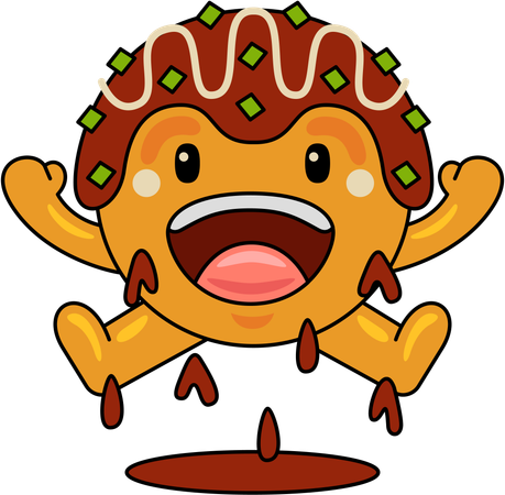 Takoyaki mascot feeling happy  Illustration