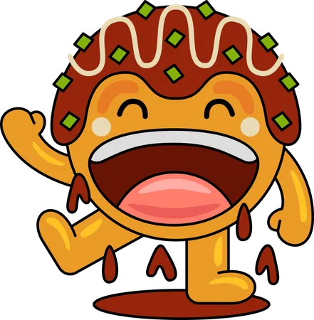 Takoyaki mascot laughing hard  Illustration