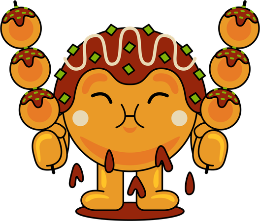 Takoyaki mascot serving  Illustration