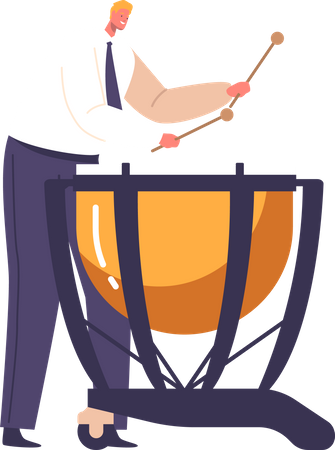 Talented Classical Musician With Skillful Drumming  Illustration