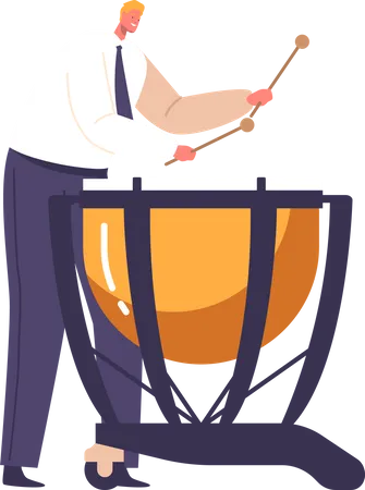 Talented Classical Musician With Skillful Drumming  Illustration