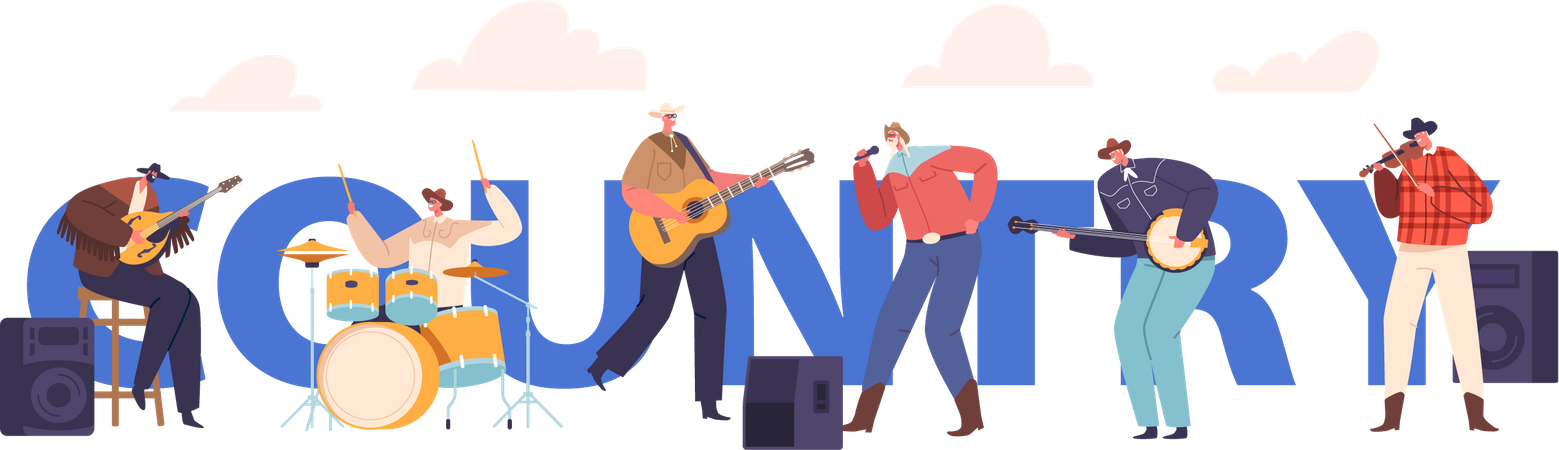 Talented Country Music Band Creating Soulful Melodies  일러스트레이션
